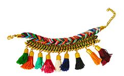 Fuschianet Accessories Women Men Thread Tassel Dhoni Disha Patani Multi Color Bracelet (Yellow Small)