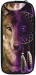 chaqlin Large Capacity Pencil Case for School Office Students Pencil Case, Wolf Pattern Dream Catcher, Coin Pocket