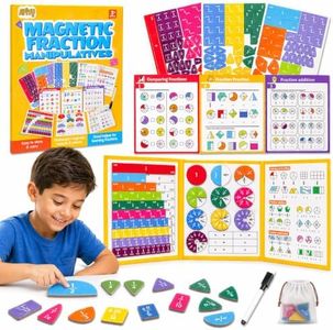 Magnetic Fraction Educational Puzzle, Magnetic Fraction Demonstration Book with Fraction Tiles & Circles, Montessori Fraction Manipulatives for Elementary School, Hands-On Math Learning Toys for Kids