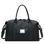 Weekend Bag for Women Overnight Bag Travel Duffel Bag Carry on Bag Holdalls for Women Sports Bag Gym Bag Weekender Bag (Black) 55x27x18cm