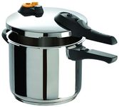 T-fal Pressure Cooker, Stainless Steel Cookware, Dishwasher Safe, 15-PSI Settings, 6.3-Quart, Silver, Model P25107