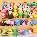SANEIYA 40PCS Animal Pencil Erasers for Kids Desk Pets for Classroom Puzzle Mini Erasers Bulk Toys Gifts Party Favors Classroom Prizes Treasure Box
