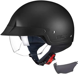 GLX Unisex-Adult Size M14 Cruiser Scooter Motorcycle Half Helmet with Free Tinted Retractable Visor DOT Approved (Matte Black, XX-Large)