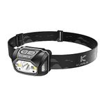 klarus HM1 Head Torch Rechargeable, Led Super Bright Headlamp, Headtorch 440 Lumens 70 Hours Max Runtime, 1800mAh Battery IPX6 Waterproof for Running, Camping, Hiking, Hunting (Gray)