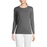 Lands' End Women's Relaxed Supima Cotton Long Sleeve Crewneck T-Shirt, Charcoal Heather, M