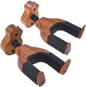 Crochet mural pour guitare avec verrouillage automatique pour toutes les guitares acoustiques ou électriques classiques 2 Rosewood-Guitar Shape Wood Base