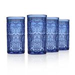 Jax Highball Beverage Glass Cup by Godinger – Blue – Set of 4