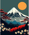 QUITEDEW Mount Fuji Paint by Numbers for Adults, Paint by Numbers Japanese Landscape on Canvas Painting DIY Paintwork Drawing Art for Beginner Gift 16 x 20 Inch