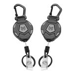 MNGARISTA 2 Pack Retractable Keychain, Heavy Duty Carabiner Holder, Tactical ID Marker Roll with 80cm Retractable Steel Cord, 80 Grams