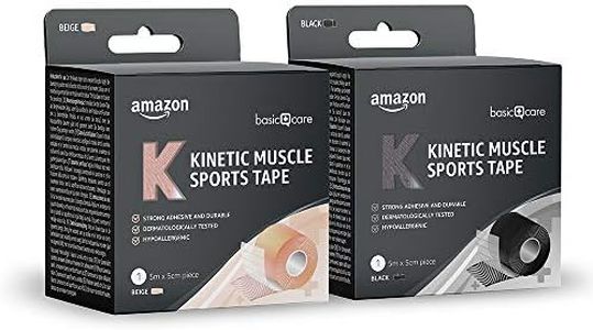 Amazon Basic Care - Kinetic nastro sportivo per sport, 5 m x 5 cm, Confezione da 2 (Nero, Beige)