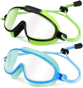 Vvinca Kids-Swim-Goggles with Bungee Strap Wide View Anti Fog UV No Leak Swimming Mask Goggle for 3-15 Toddlers Girls Boys