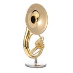 ARTIBETTER 1 Set Miniature Sousaphone Copper Mini Musical Instrument Miniature Dollhouse Model Mini Sousaphone Model with Storage Box Base for Office Home Golden