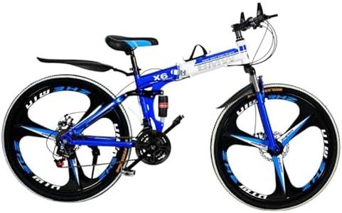 Amaze Kai Dual Suspension Bikes Latest Bmv Foldable Gear Cycle for Men with 21 Speed Gear 3 Spoke | Folding Mountain Bike with Double Disc Break & Mac Wheel, 26 Inch (Blue)