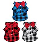 Tongcloud 3 Pack Plaid Puppy Cat Shirt Cute Dog Shirt Cat Shirt Dog Plaid Shirt Dog Shirts for Extra Large Dogs Cats Birthday Party and Holiday Photo