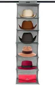 Boxy Concepts 6 Shelves Cowboy Hat Rack for Closets - 13" Wide Extra Large Hat Organizer for Brimmed Styles - Cap Holder