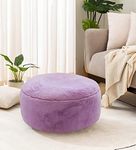 Mollismoons Fur Pouf Ottoman Round Poof Seat, Floor Bean Bag Chair, Floor Chair for Living Room Stool upholstered Foam Cushioned pouffe Puffy for Foot Rest (Purple Round Ottoman Cushions)