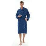 Ghui Bathrobe Terry Bathrobe Men,100% Cotton Terry Cloth Robes with Shawl Collar, Navy, X-Large-XX-Large