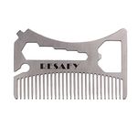 Resafy Stainless Steel Hair Beard Wallet Comb with Bottle Opener Screwdriver Wrench