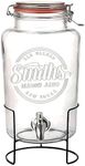 Smith's Mason Jars 5-Litre (169oz) Drink or Water Dispenser with Stainless Steel Spigot(Tap), Removable Mesh Filters and Metal Stand - Ideal for Lemonade, DIY Drinks, Fresh Fruit and Herbs