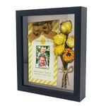 GraduatePro Shadow Box Frames for Crafts 3D Deep Black Bouquet Flower Case Picture Memorabilia Memory Wooden Tabletop and Wall Hanging 8x10