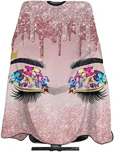 Carwayii Barber Cape Hello Glitters Gorgeous Eyelash Pink Salon Apron Hair Cutting Cape Barbershop Kits For Women-55''X66'', Pink, 55x66 Inch (Pack of 1)