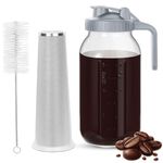 Enrimyee Cold Brew Coffee Maker, 64 OZ Mason Jar Cold Brew Pitcher with Coffee Filter Airtight & Leak-Proof for Coffee, Iced Tea