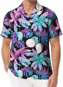 KYKU 80s Shirt Men 90s Hip Hop Costume Hawaiian Themed Outfits Beach Clothes, Medium