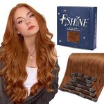 fshine Crimson Clip in Hair Extensions Real Human Hair 16 Inch Color 330 Copper Brown Remy Hair Clip in Extensions Soft Natural Hair Clip in Human Hair Extensions for Women 120g