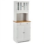 Giantex Buffet Sideboard, Kitchen Cabinet with Hutch, Dining Room Cupboard, Microwave Stand, Wood Server Pantry with 2 Drawers and 2 Door Storage Cabinet (White)