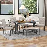 Dining Table Set for 6 with Bench 6