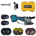 Huhomco 21V Angle Grinder Cordless Angle Grinders with Battery and Charger, 125mm Battery Angle Grinder