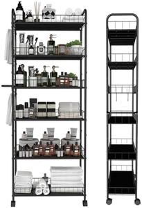 Seadasyoon 6 Tier 10in Slim Rolling Storage Cart with Handle, Mobile Shelving Unit with Wheels, Metal Wire Storage Rack with Baskets for Kitchen Bathroom Office Laundry Narrow Piaces