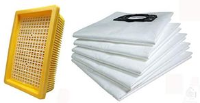 Rodak One HEPA Filter and 5 Fleece Filter Bags Tear Resistant, Compatible with Karcher Vacuum Cleaner WD4, WD5, WD 6, Imported