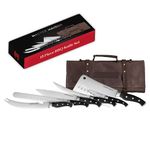 Master Maison 15-Piece BBQ Knife Set with Durable Canvas Carrying Case, Honing Rod, Knife Sharpener, 6 Edge Guard Covers | Barbecue Grill Accessories | Premium German Stainless Steel