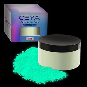 Ceya Fluorescent Blue-Green Glow Powder, 5.3oz/150g Glow in The Dark Pigment Powder, Luminous Powder Resin Color Pigment, Fluorescent Pigment Dye for Epoxy Resin Slime Paint Nail Art Party DIY Crafts