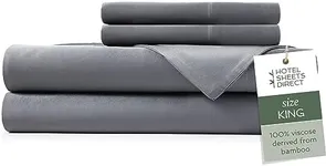 Hotel Sheets Direct 100% Viscose Derived from Bamboo Sheets King Size - Cooling Bed Sheets with 2 Pillowcases - Breathable, Moisture Wicking & Silky Soft Sheets Set- Dark Grey