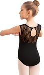 Mulnall Girls Lace Cap Sleeve Dance Leotard for Ballet, Toddler Big Little Girls Gymnastics Dancewear(6036-06-XXL)