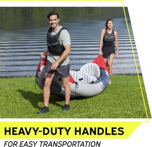 Hydro-Force 3-Person Inflatable Kayak Set – Aluminum Oars & Pump