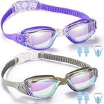 Rngeo Swim Goggles, 2 Pack Swimming Goggles for Adult Men Women Youth Kids Child