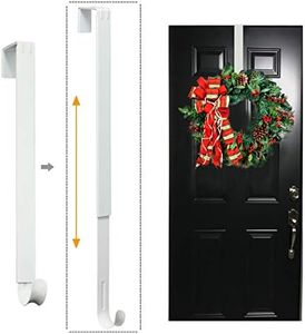 LBSUN Wreath Hanger, Adjustable Over The Door Wreath Hanger from 14.9 to 25 Inches & Wreath Holder & Wreath Door Hanger for Front Door Decor 20 lbs Larger Christmas Decorations Hook (White)