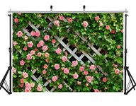 AIIKES 7x5FT Spring Green Leaf Fence Flower Wall Wedding Photography Background 1 Year Old Birthday Decoration 3D Wall Decoration with Flowers Flower Background Photography 11-453