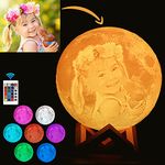 Anlewo Custom Photo Moon Lamp Personalised Stand,Custom Moon Light with 3D Photo and Text,16 Colors,USB Charging ​Touch Moon Night Light,Birthday,Thanksgiving,Christmas 7.9in (20cm)