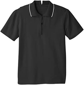 Men’s Open-Back Adaptive Polo Shirt with Zip, Black, Medium