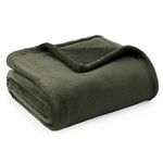 Bedsure Fleece Blanket Sofa Throw - Versatile Blanket Fluffy Soft Throw for Bed and Couch Throw/Single, Olive Green, 130x150cm