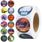 Halloween Sealing Stickers, 500PCS Halloween Round Sticker Fun Roll Self-Adhesive Sticker Halloween Party Decoration for Kids Adults Party Bags Invitation Cards Envelope Sweet Gift Party Favor (C)