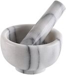 Greenco Mortar and Pestle Set, White Marble Stone Mortar and Pestle Grinding Bowl, Small 3.75 Inches, Kitchen Essential for Spices, Guacamole and More