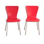 Target Marketing Systems Pisa Modern Bentwood Stackable Dining Chairs with Chrome Metal Legs, 2 Piece, Red