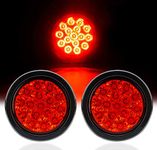 TOPPOWER 4" Round led Trailer Lights with Rubber Grommet 12/24V RED 16LED Waterproof Brake/Stop/Turn Tail Marker Light/Lamp for RV Trucks Trailer(2 Pcs)