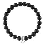 Thomas Sabo Women Charm Bracelet Obsidian Charm Club 925 Sterling Silver X0219-023-11