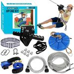 HOKINETY Zip Line Kit for Kids Adults : Up to 450Lbs 150FT Quick Tighten Zipline for Backyard Outdoor with 100% Rust Proof Removable Trolley Seat Spring Brake